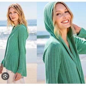BAREFOOT DREAMS | CozyChic Ultra Lite Namaste Ribbed Hooded Cardigan Sz XL